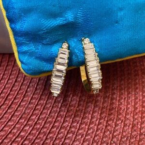 Elegant Gold and Cubic Zirconia Women's Hoop Earrings